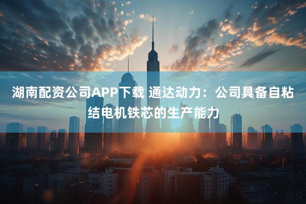 湖南配资公司APP下载 通达动力：公司具备自粘结电机铁芯的生产能力